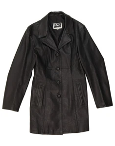 KAOS Womens Leather Coat UK 6 XS Black Leather BS05 - Picture 1 of 4