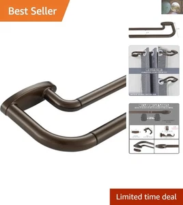 Verstellbares Doppelstangen-Gardinen-Set 28-48 cm in Dunkelbronze | Einfache Installation - Bild 1 von 8