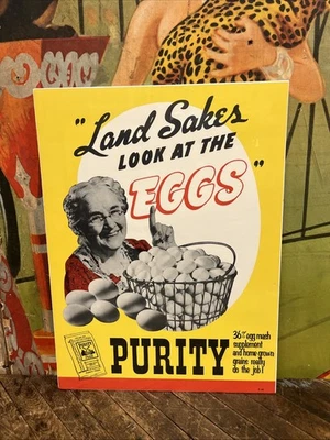 DE COLECCIÓN C. 1940 PUREZA ALIMENTACIÓN HUEVOS SIGNO ABUELA GRANJA LECHERA COCINA DECORACIÓN ¡RARO!! Foto 1 de 4