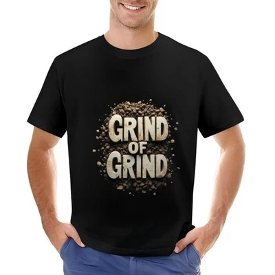 Men's Cotton Short Sleeve T-Shirt - Bold ' GRIND OF GRIND ' Letter  -All-cotton - Image 1 of 4