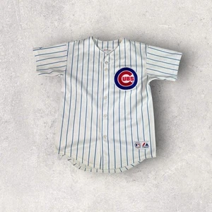 Vintage Majestic Chicago Cubs Striped MLB Youth Jersey Size S - Picture 1 of 12