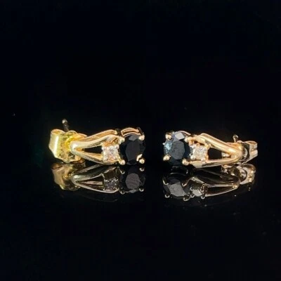 Pendientes de oro amarillo de 14K y zafiro sintético 1,2 g (MI1064025) Foto 1 de 4