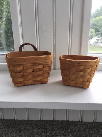 LOT OF 2: Longaberger Small Hanging Basket + BONUS Oregano Basket! Cover