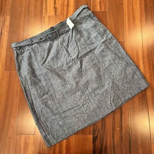 New NWT Banana Republic Dark Blue Skirt Mini Linen Chambray Belt Loops Size 14 - Picture 1 of 10