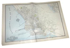 VINTAGE KARTE UNTERNEHMEN BERKELEY OAKLAND ALAMEDA SACRAMENTO LOS ANGELES um 1910 - Bild 1 von 10