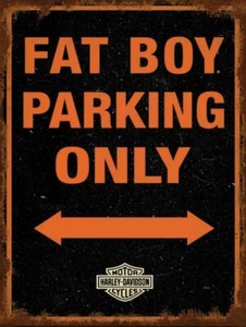 HARLEY DAVIDSON FAT BOY PARKING ONLY HEAVY DUTY USA MADE METAL ADVERTISING SIGN - Picture 1 of 1