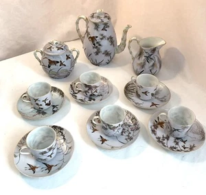 Miniature Tea Set Floral 6 Set Teapot Creamer CupSaucer Plates - Picture 1 of 6