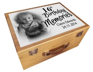 personalised wooden memory box, Keepsake box, Birthday memorial present, Bamboo. - Picture 1 of 13
