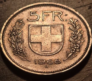 1968-B 5 Francs Confoederatio Helvetica Swiss Switzerland - HIGH GRADE! - Picture 1 of 2