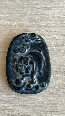 中国黑石幸运猪奖章护身符吊坠 — 第 1/4 张图片