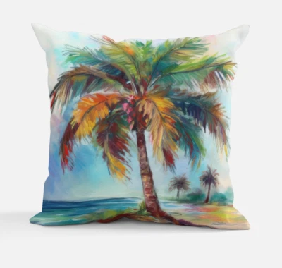 Hermoso Cojín Almohada Palmera 12x12" 16x16", 24x24" Poliéster NUEVO Foto 1 de 4