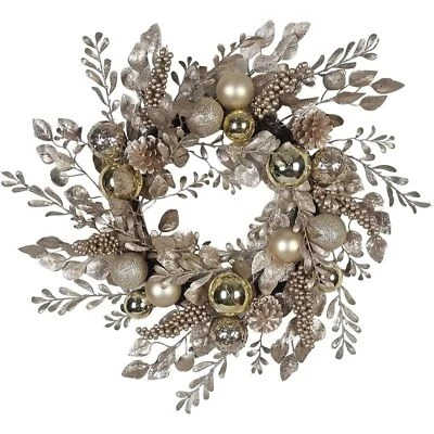 Kurt Adler Artificial Gold and Champagne Rattan Wreath Christmas Decor, 24" - Image 1 of 4