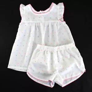 Gap Pajama Set Girls Size 4 White Polka Dots Sleeveless Top Shorts - Picture 1 of 7