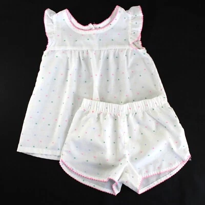 Gap Pajama Set Girls Size 4 White Polka Dots Sleeveless Top Shorts - Image 1 of 4