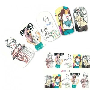 Tatuaje Nail Art Modelo Niña Estilo de Vida Pegatina Uñas Sticker - Imagen 1 de 2