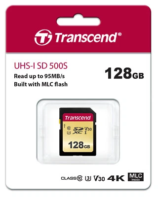 Transcend SDXC 500S 128GB Class 10 UHS-I U3 V30 128 GB Speicherkarte OVP - Bild 1 von 3
