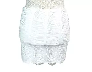 Pretty Little Thing Mini Skirt White Textured Women’s UK Size 8 Petite - Picture 1 of 5