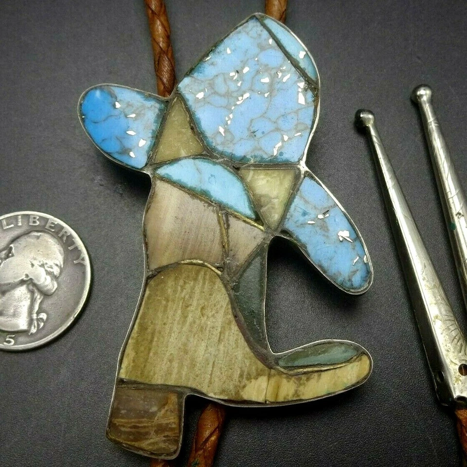 Bota Sombrero Vaquero Vintage SUROESTE Plata Esterlina BOLO CORBATA Piedras con Incrustaciones Foto 1 de 4