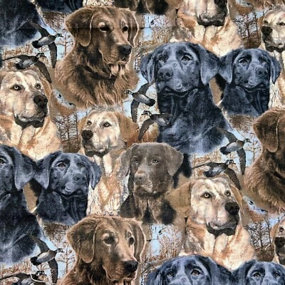 Tela escénica 100 % algodón Wild Wings perros de caza, patos, campos 1-1/6 yardas. Foto 1 de 4