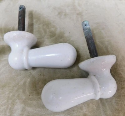 Antique c.1900 Matched Pair Toilet Handle Knobs White Porcelain VGC Quantity = 2 - Image 1 of 4