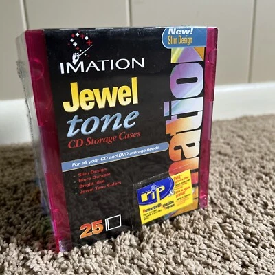 25 Pack Imation Jewel Tone Multi-Color Slim Design CD Storage Cases New Sealed - Image 1 of 4