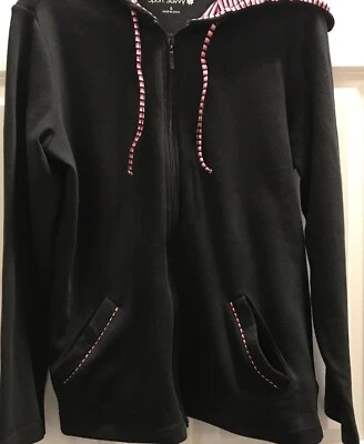 Chaqueta sudadera con capucha Sport Savvy talla pequeña para mujer negra cremallera completa de rizo Foto 1 de 4