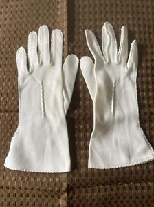 VTG Van Raalte Nylon Wrist Length Hand Stitched Formal Gloves Off White USA - Picture 1 of 15