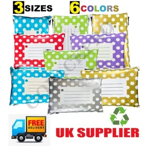 Polka Dot Printed Mailing Bags Strong Mail Post Poly Self Seal Postage Bags New - Imagen 1 de 11