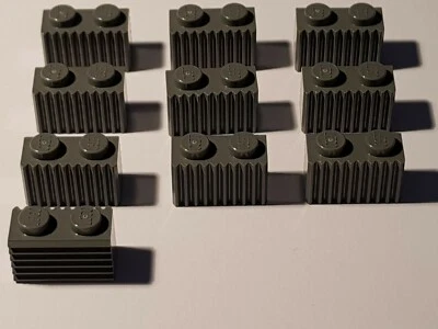 LEGO 10 x 2877 Básico Piedra 1 x 2 Gris Oscuro Estriado (# Acgb ) - Imagen 1 de 2