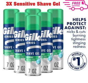 Gillette Series 3X Sensitive Shave Gel, Hydrates, Protects and Soothes, 7 Oz X6 - Picture 1 of 8