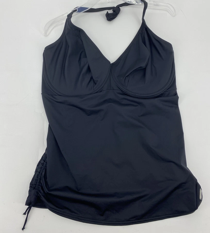 Camiseta de natación Fantasie usada negra talla 36J con aros cuello en V nueva con etiquetas Foto 1 de 4