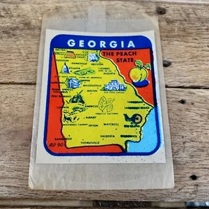 Vintage Georgia Travel Decal Water Transfer Sticker State Map - Picture 1 of 3