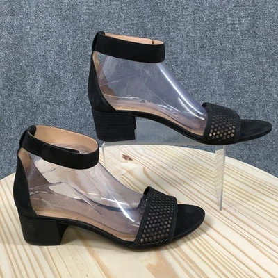 Sandalias Naturalizer para mujer 10 N Faith tacón bloque tiras al tobillo cuero negro Foto 1 de 4