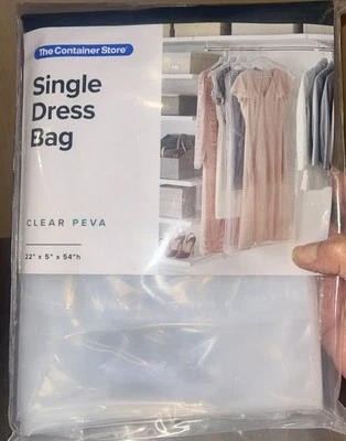 THE CONTAINER STORE Clear Peva Single Dress Bag 22”x 5” X 54” H, New In Bag - Imagem 1 de 4