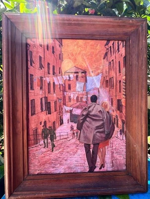 Vintage Original Painting Illustration Art Mid Century Modern by Ron Delli Colli - Image 1 of 4