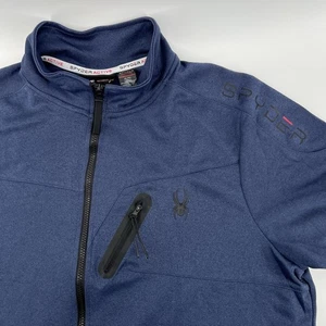SPYDER Herren Jacke XL Navy Blau Schwarz Spell Out Logo Full Zip Leichter Mantel - Bild 1 von 8