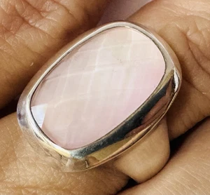 Joseph Esposito ESPO Statement Ring Wide Sterling Silver Band Pink Quartz Size 6 - Picture 1 of 18