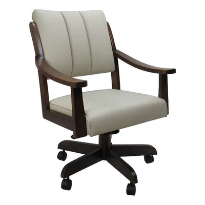 TOBIAS DESIGNS Casa Caster Solid Wood Dining Chair - Ocean Beige Vinyl - Brown Honey