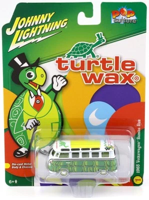 1:64 Johnny Lightning Pop Culture 1965 VW T1 Samba Bus Turtle Wax Verde/Bianco - Immagine 1 di 2