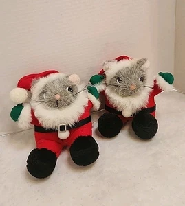 2 Vintage J.C. Penney Santa Mouse Plush Christmas 6-7” Made In Korea Stuffed Toy - Picture 1 of 16