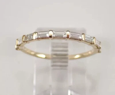 Lab-Created 3Ct Baguette Eternity Engagement Ring Yellow Gold Plated Silver - Image 1 of 4