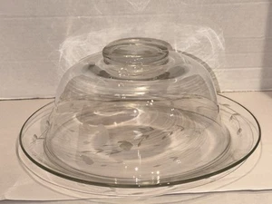 Princess House Heritage Crystal Etched Glass Cake Serving Plate Dome France - Picture 1 of 13