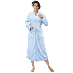 Women Soft Long Robe Waffle Knit Lightweight Spa Shower Bathrobe Cotton Cover Up - Picture 1 of 50