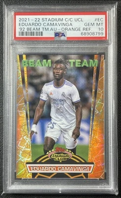EDUARDO CAMAVINGA PSA 10 2021 TOPPS STADIUM CLUB 1992 BEAM TEAM ORANGE REF 19/25 - Image 1 of 2