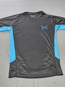 Tapout MMA Shirt Medium Black Blue Active Stretch Training Polyester Short Sleev - Picture 1 of 9