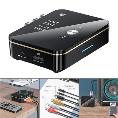 Bluetooth 5.0 Émetteur Récepteur TF Longue Portée Rechargeable Optique pour - Photo 1/4