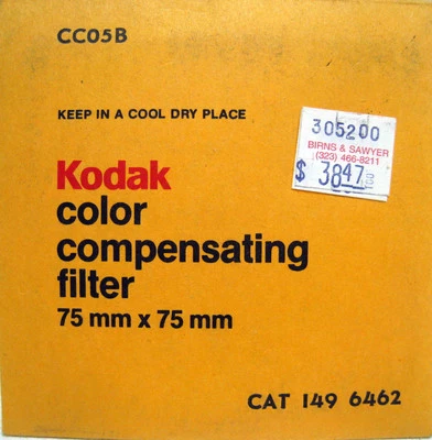 New No. CC05B Kodak Wratten Gelatin Filter 75 mm x 75 mm 3 x 3 Catalog #1496462 - Image 1 of 2