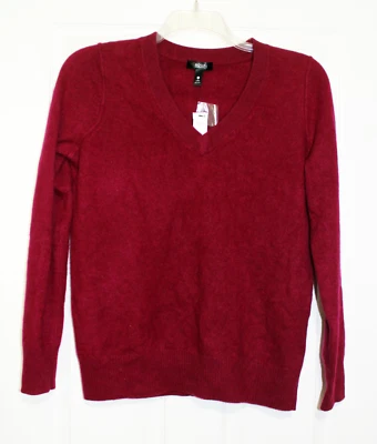 Suéter Aqua para mujer L 100 % cachemir liso borgoña suéter nuevo con etiquetas Foto 1 de 3