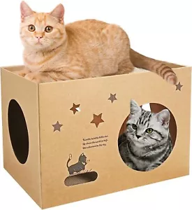Cardboard Cat House 2 Pcs Scratching Board Play House Scratcher Corrugated - Picture 1 of 7