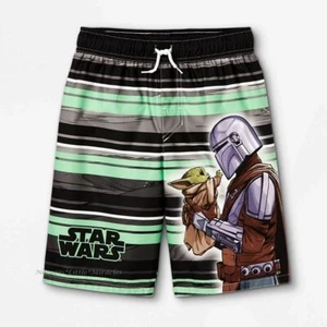 Baby Yoda Size 4 5 XS Boys Swimsuit Swim Trunks Star Wars The Mandalorian Shorts - Picture 1 of 3